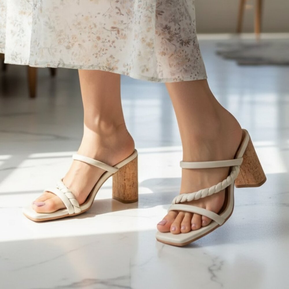 Kaanas Sarchi Cork Heel with Twisted Upper Ivory
